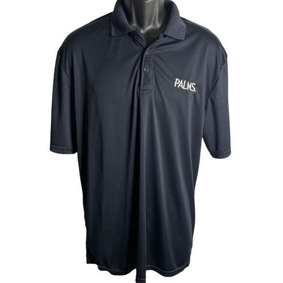 Palms Las Vegas Polo Shirt M Black Knit Embroidered Short Sleeve Three Button - Picture 1 of 6